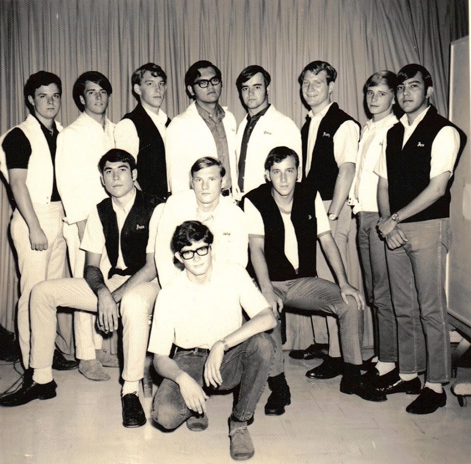 Jokers in 1969.Denis is 5th from the left in the back row, white jacket. 